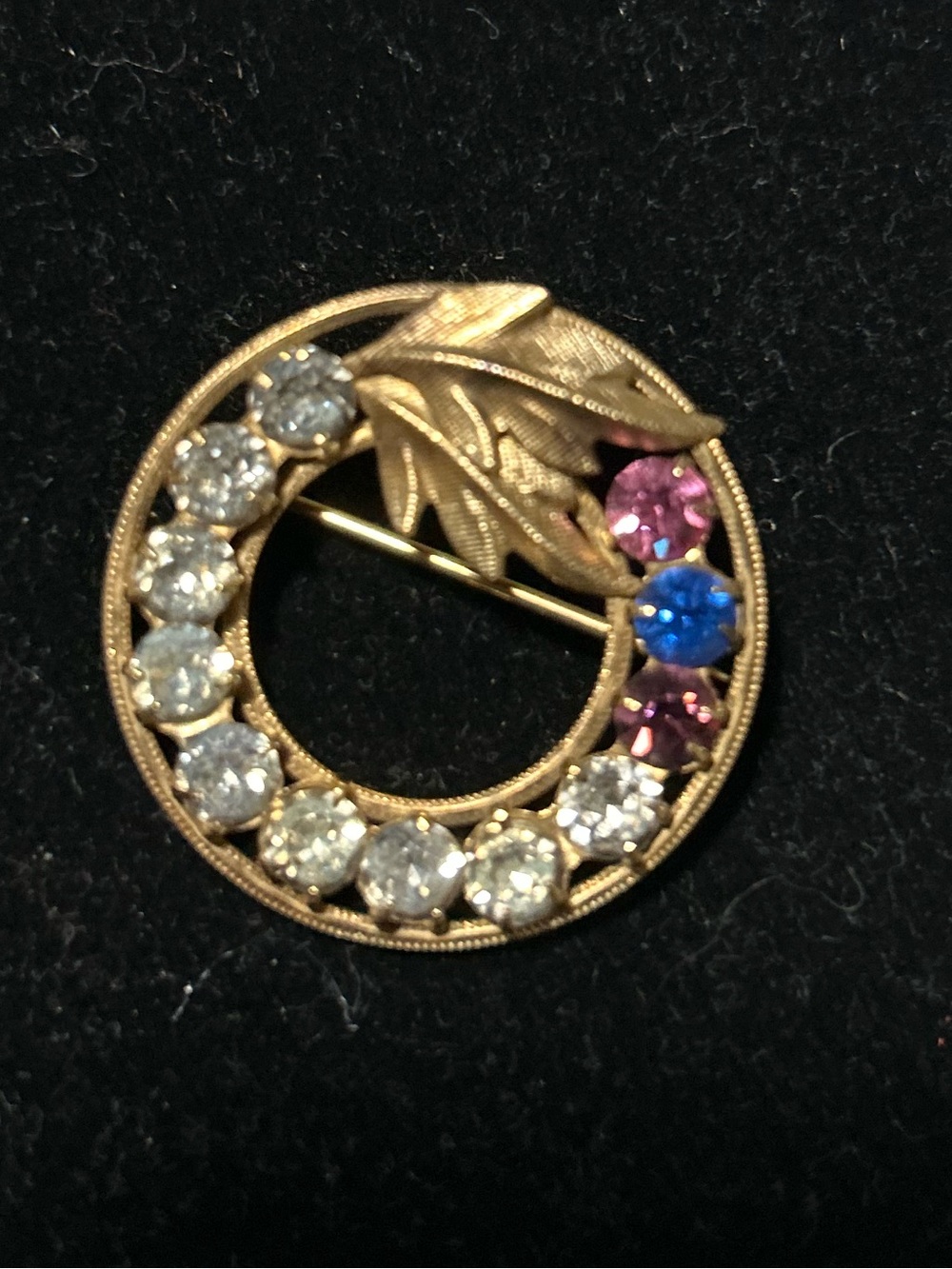 Vintage Dce Curtis 120th 14k Gold Filled Rhinestone Wreath Style Brooch
